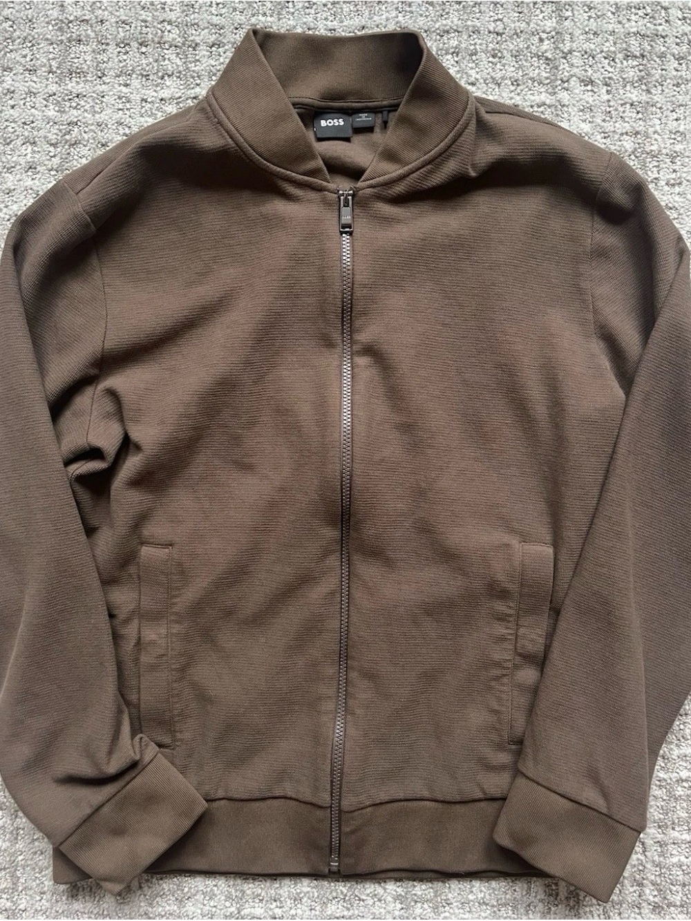 BOSS Men's Brown Full-Zip Sweater Jacket large